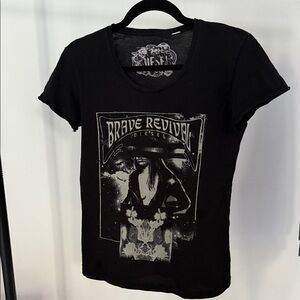 Vintage Diesel Black Tee with Graphic Print - a medium that runs small - fitted